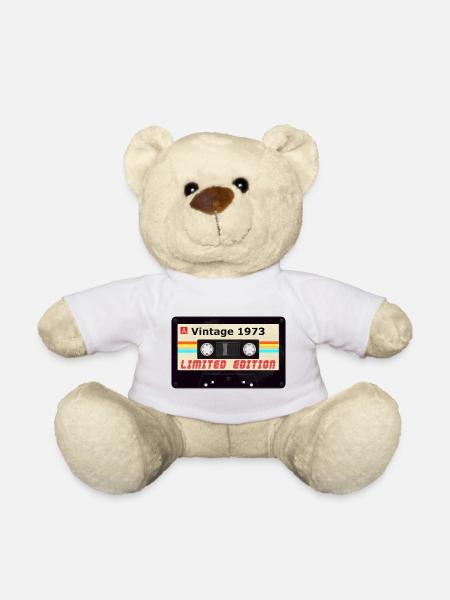 Vintage 1973 Limited Edition Tee Retro Cassette Ta - Teddy Bear - white