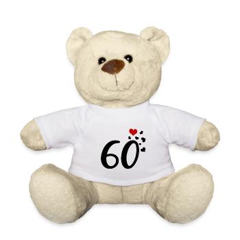 60e anniversaire coeurs 60 - Nounours - blanc - Devant