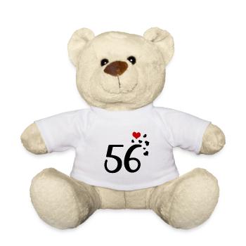 56e anniversaire coeurs 56 - Nounours - blanc - Devant