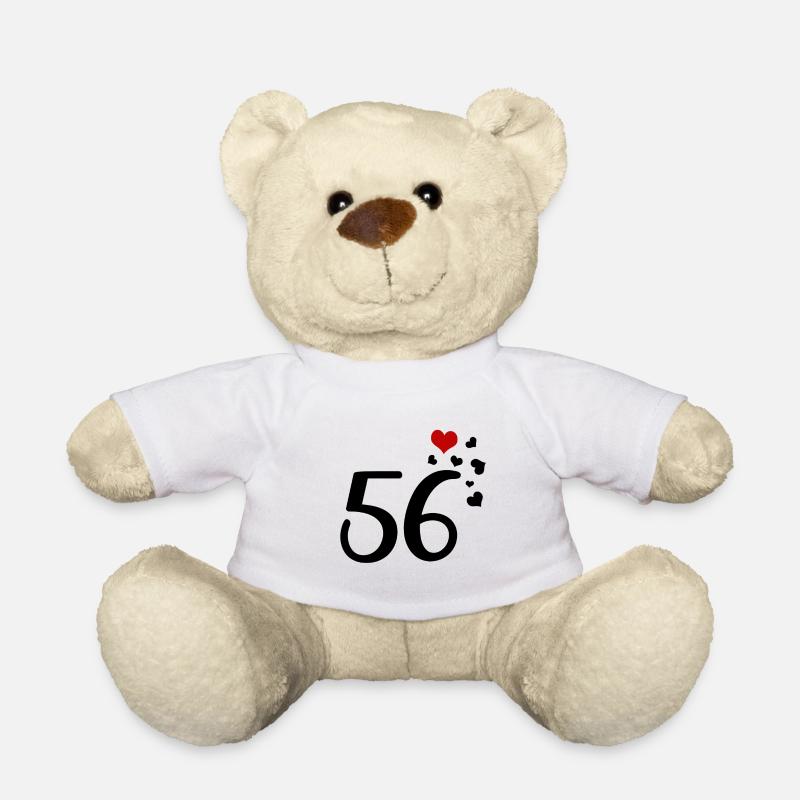 56. Geburtstag Jubiläum Herzen 56 - Teddy - Weiß
