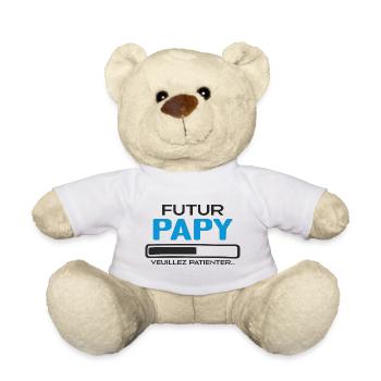 Futur Papy Veuillez Patienter - Idée Cadeau Papy - Nounours - blanc - Devant