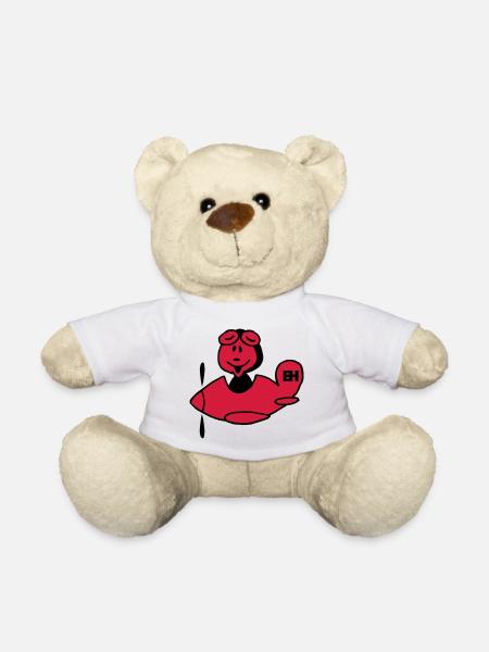 Red Airplane, Two-Color Design - Teddy Bear - white