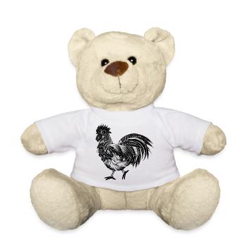 Un coq richement décoré - Nounours - blanc - Devant