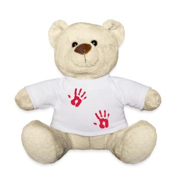 Bloody Red Hand Prints - Teddy Bear - white - Front