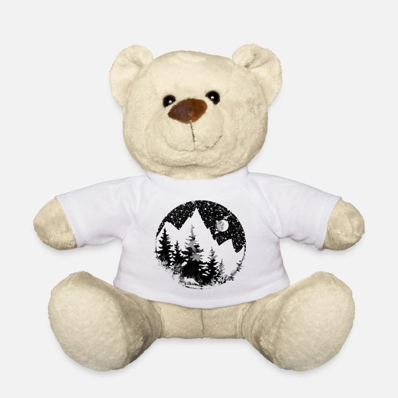 Mountain landscape at night - Teddy Bear - white
