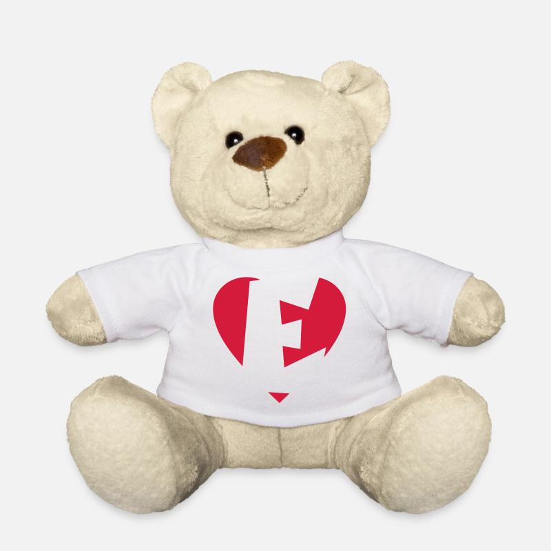 I love E - Herz E - Buchstabe E - Teddy - Weiß