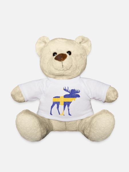 Schwedische Flagge Elch - Teddy - Weiß