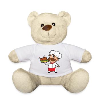 Koch Braten Kochen Restaurant Gaststätte Gastätte - Teddy - Weiß - Vorne