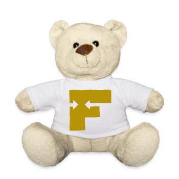 Buchstabe F in Graffiti Hiphop Style in Gold - Teddy - Weiß - Vorne