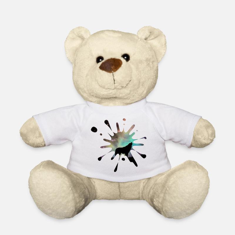 Farbklecks Wolf - Teddy - Weiß