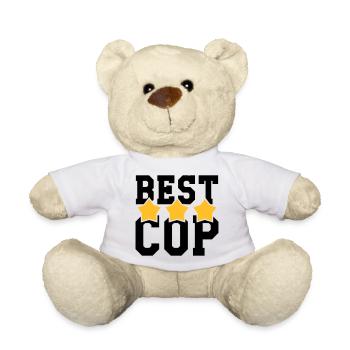 Best Cop - Police - Policeman - Gun - Security - Teddy Bear - white - Front