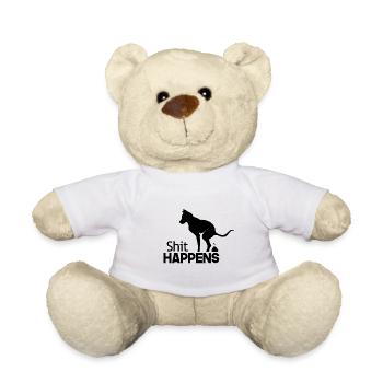 dog shit - can happen - dog poop on the street - Teddy Bear - white - Front