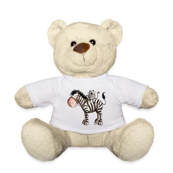 Zebra mit Katze - Teddy - Weiß - Vorne
