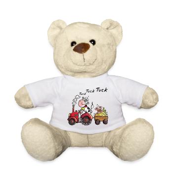 Cow drives a tractor - Farm - Pig - Boy - Gift - Teddy Bear - white - Front