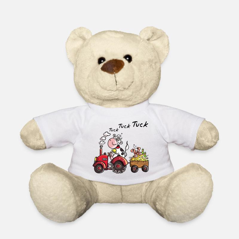 Vache conduisant un tracteur - Cadeau - Nounours - blanc