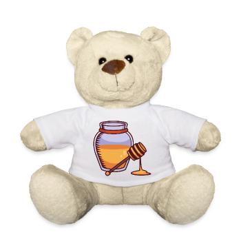 Pot de miel avec illustration de salive de miel - Nounours - blanc - Devant