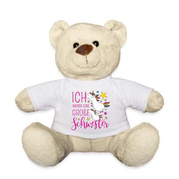 Große Schwester Einhorn Einhörner pink Sterne bunt - Teddy - Weiß - Vorne