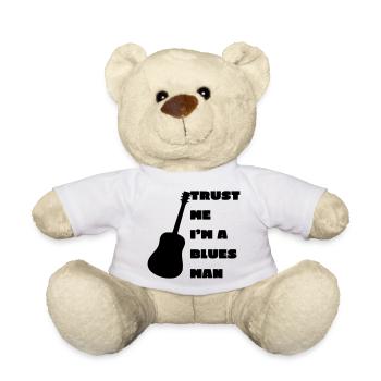 Blues man, musician, instrument, guitar # - Teddy Bear - white - Front