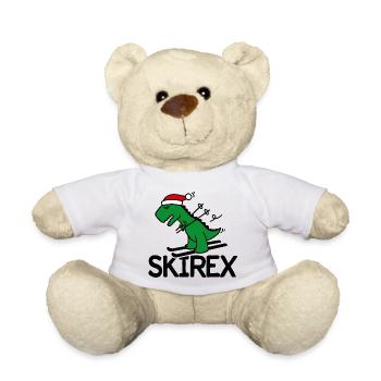 Skirex T-Rex Skifahren Dinosaurier Tyrannosaurus Ski Wortspiel - Teddy - Weiß - Vorne