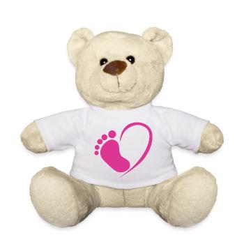 Baby foot heart pink - Teddy Bear - white - Front