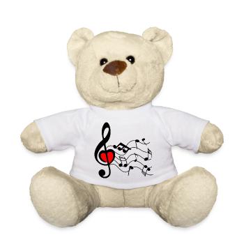 G Schlüssel mit Herz und Nüssen - Teddy - Weiß - Vorne