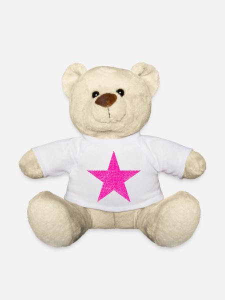 Pink Stern mit Textur - Teddy - Weiß