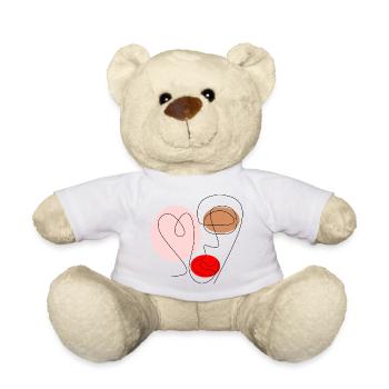 Line drawing face - Teddy Bear - white - Front
