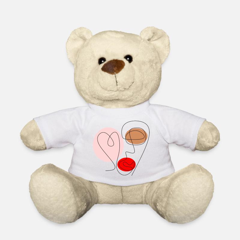 Linienzeichnung Gesicht - Teddy - Weiß