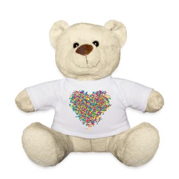 coloré confettis vives coeur - Nounours - blanc - Devant