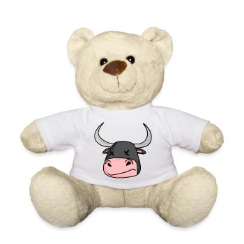 Bulls head bull - Teddy Bear - white - Front