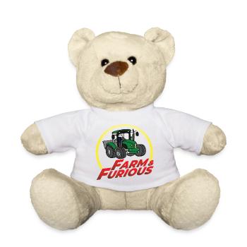 Farm and Furious - Humor Parody Tractor - Teddy Bear - white - Front