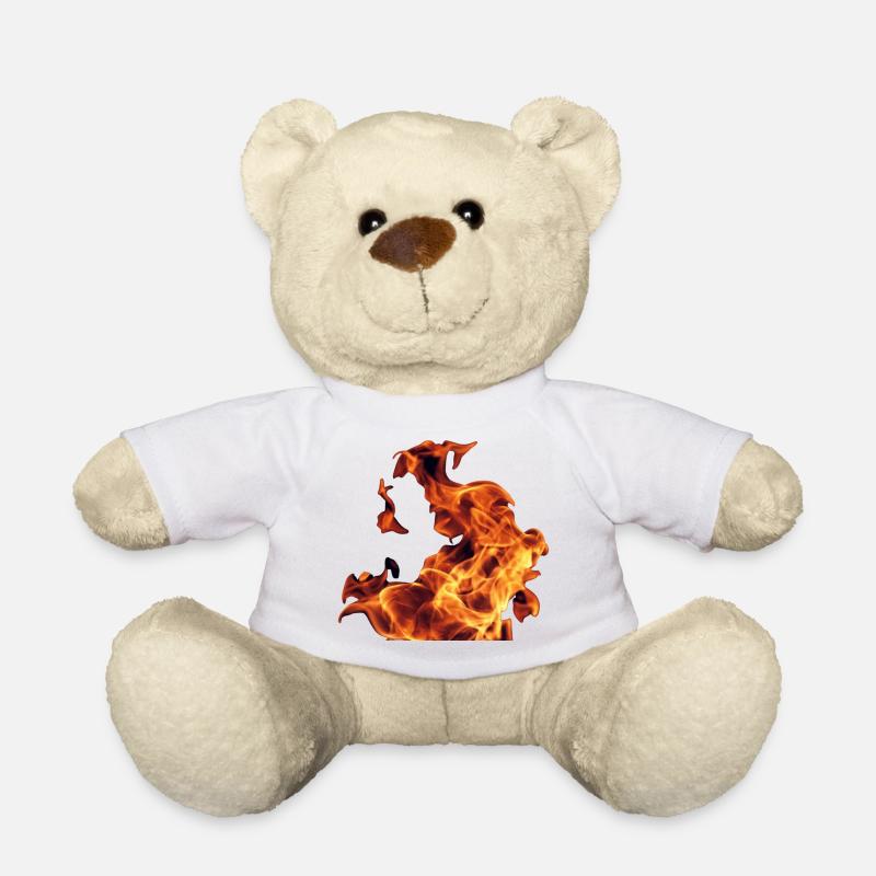Abstrakte Flammen auf Schwarz - Teddy - Weiß