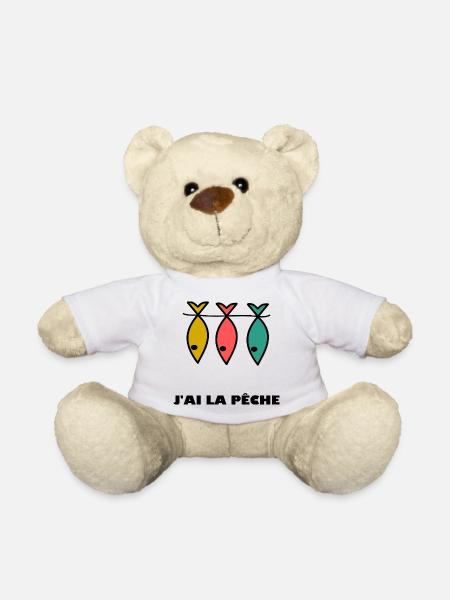 J'AI LA PÊCHE. HUMOUR. JE PEUX PAS. PÊCHE. POISSON - Nounours - blanc