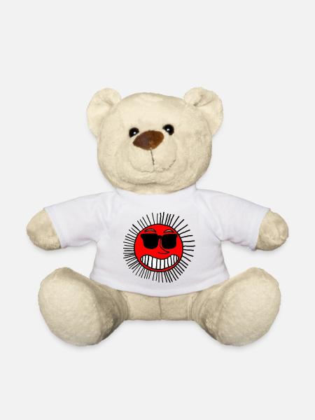 Smiling Sun with Glasses - Teddy Bear - white