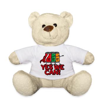Yes we can superhero team building beverage cans - Teddy Bear - white - Front