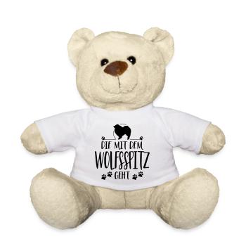 DIE MIT WOLFSSPITZ GEHT Hundespruch Hunde - Teddy - Weiß - Vorne