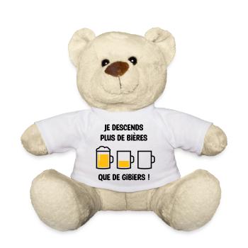 Je descend plus de bières que de gibiers ! - Nounours - blanc - Devant