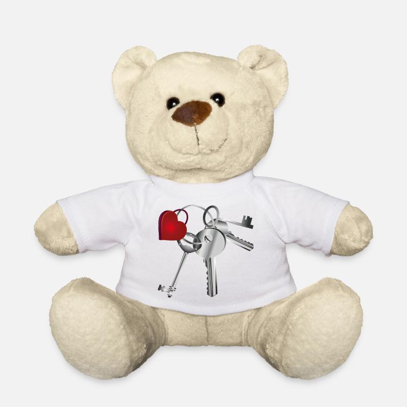 Porte-clés avec clé et porte-clés - Nounours - blanc