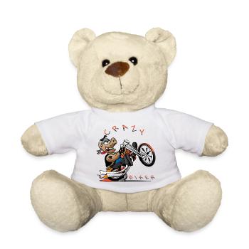 Wilder Hund Biker Cartoon - Teddy - Weiß - Vorne