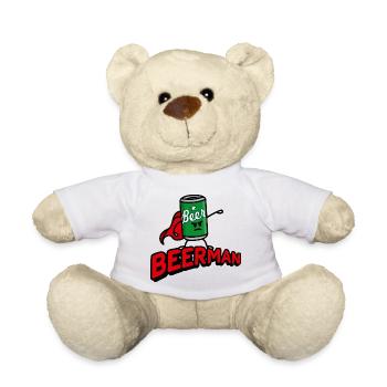 Drôle de beer man Super-héros Jeu de mots Fête des pères - Nounours - blanc - Devant