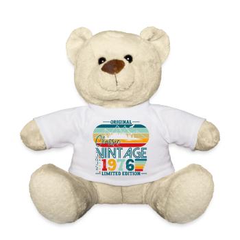 Original August Vintage 1976 Birthday Gift - Teddy Bear - white - Front
