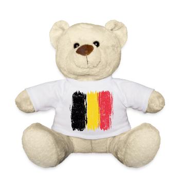 Belgische Flagge Abstrakte Pinselstriche - Teddy - Weiß - Vorne