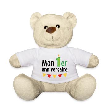 Mon premier anniversaire - Nounours - blanc - Devant