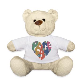Cœur de fleur de paix coloré pour hommes femmes et enfants - Nounours - blanc - Devant