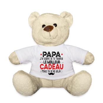 Papa Père Papou Cadeau Vintage T-shirt Mug - Nounours - blanc - Devant