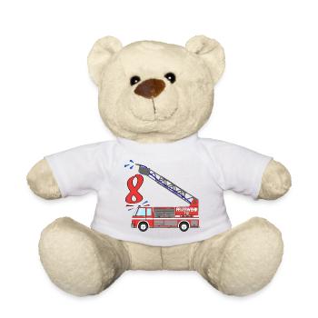 Feuerwehrauto 8. Geburtstag - Teddy - Weiß - Vorne