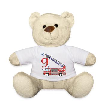 Camion de pompiers 9e anniversaire - Nounours - blanc - Devant