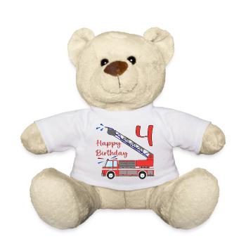 Feuerwehrauto Happy Birthday 4 - Teddy - Weiß - Vorne