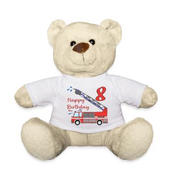 Feuerwehrauto Happy Birthday 8 - Teddy - Weiß - Vorne