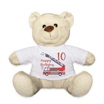 Feuerwehrauto Happy Birthday 10 - Teddy - Weiß - Vorne